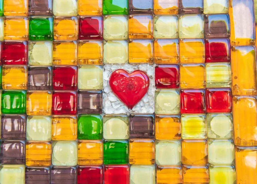 ハートのガラスタイル